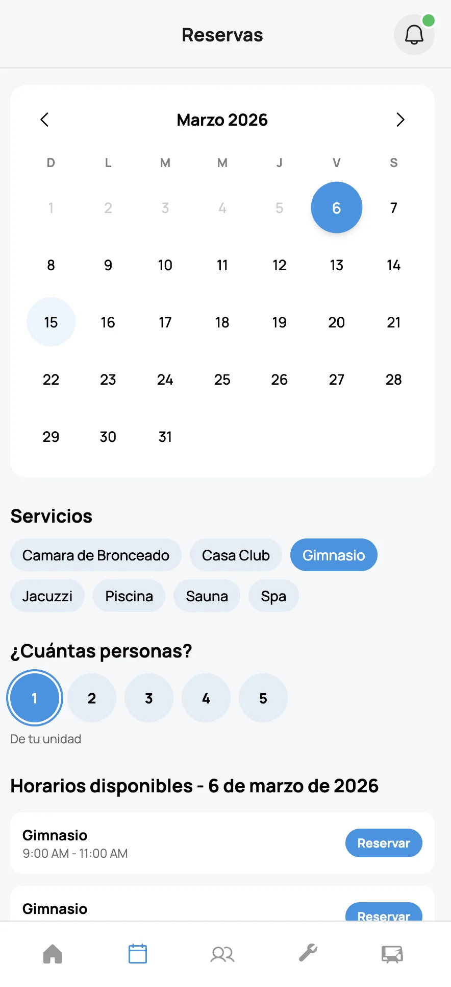BonVeci App — Reservas